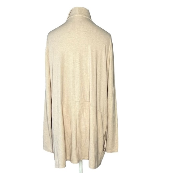LOGO Lounge Duster Cardigan long length, beige, plus size, cozy travel size 2X - Picture 2 of 16